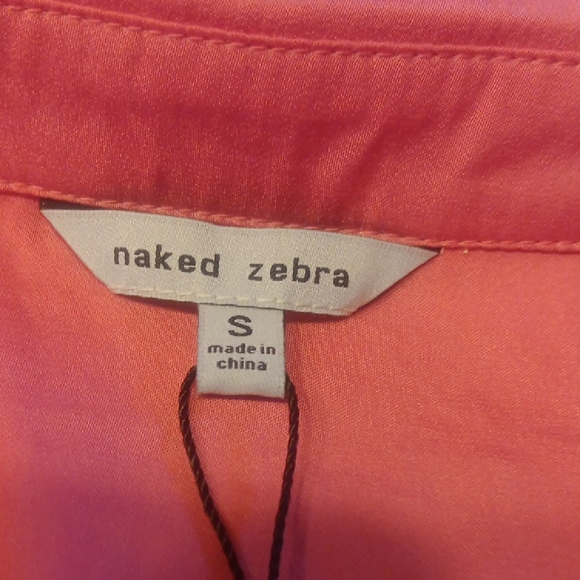 Naked Zebra Bubble Gum Punk High-low Collared Satin Blouse - Small - Picture 6 of 12